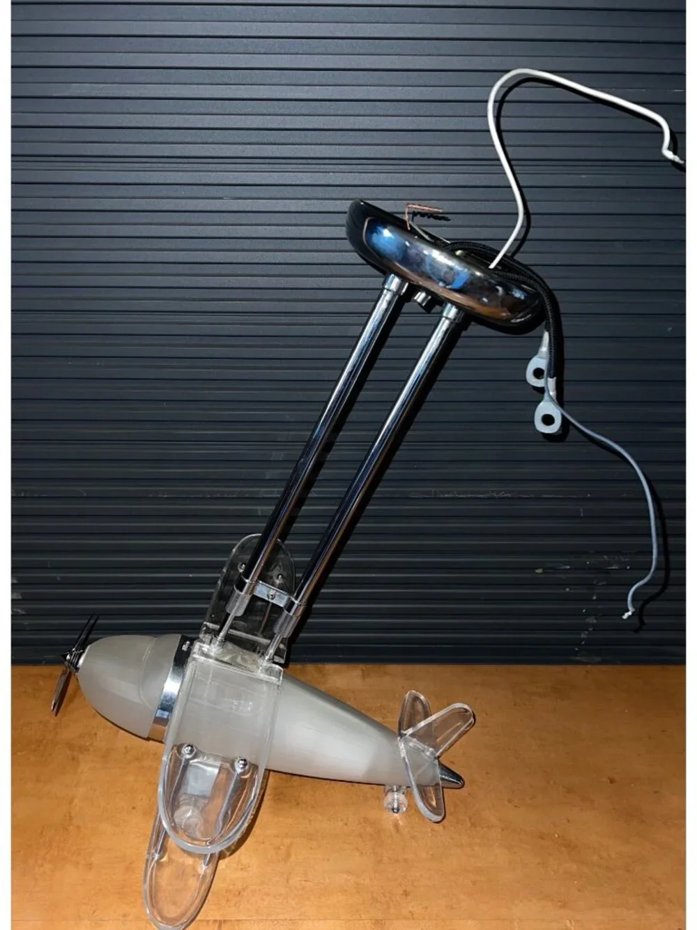Vintage Airplane Ceiling‎ Pendant Light Fixture Frosted Glass Chrome Accents